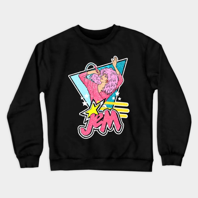 Jem 80s with logo weathered look Crewneck Sweatshirt by Sketchy